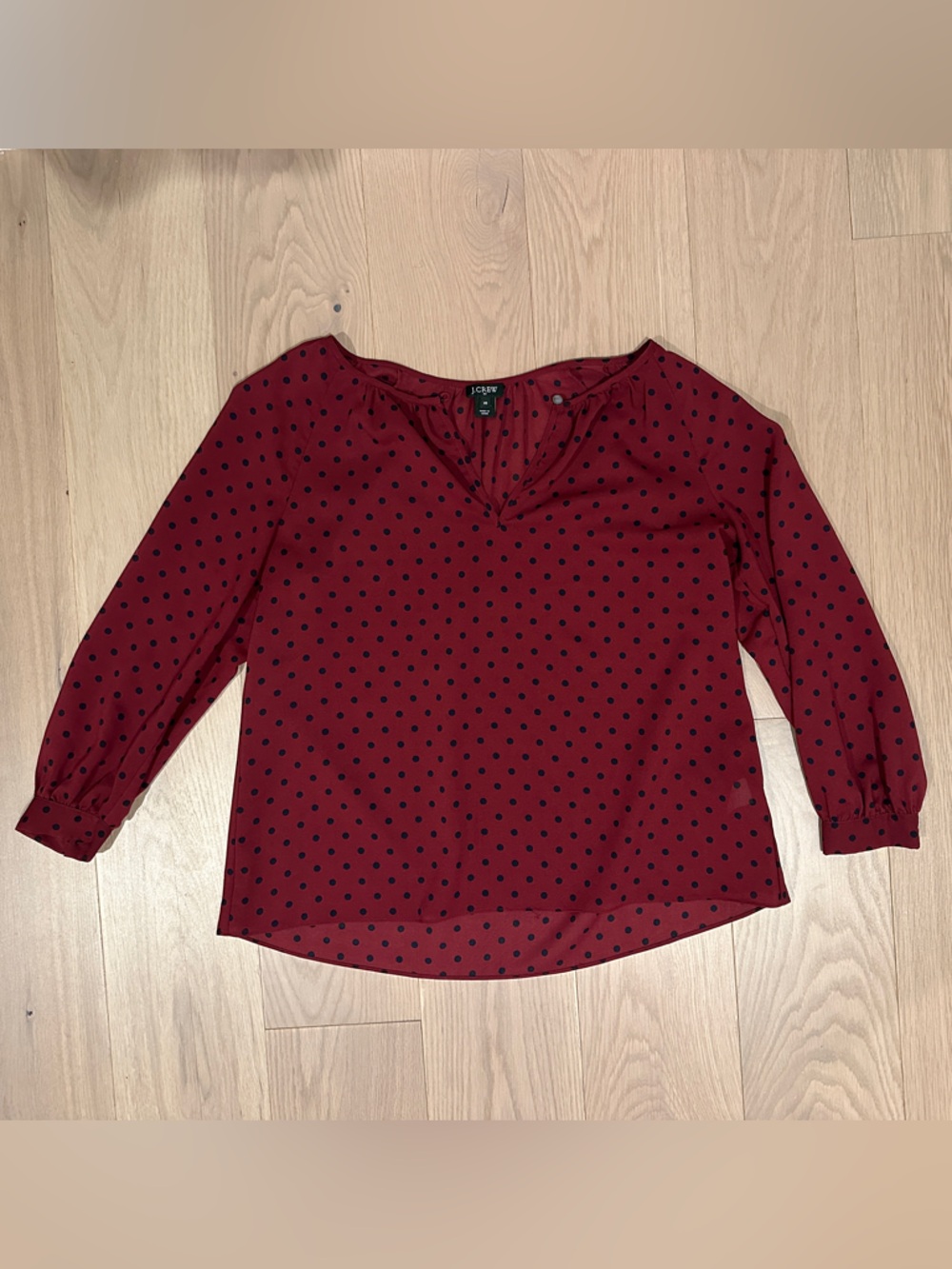 J. Crew Burgundy Polka Dot Blouse Size Small